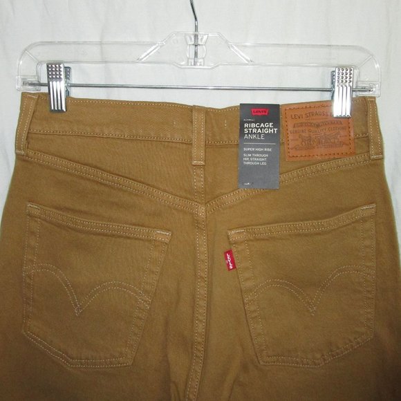 LEVI'S Ribcage Straight Ankle Brown Tan Jeans NWT - Picture 7 of 8